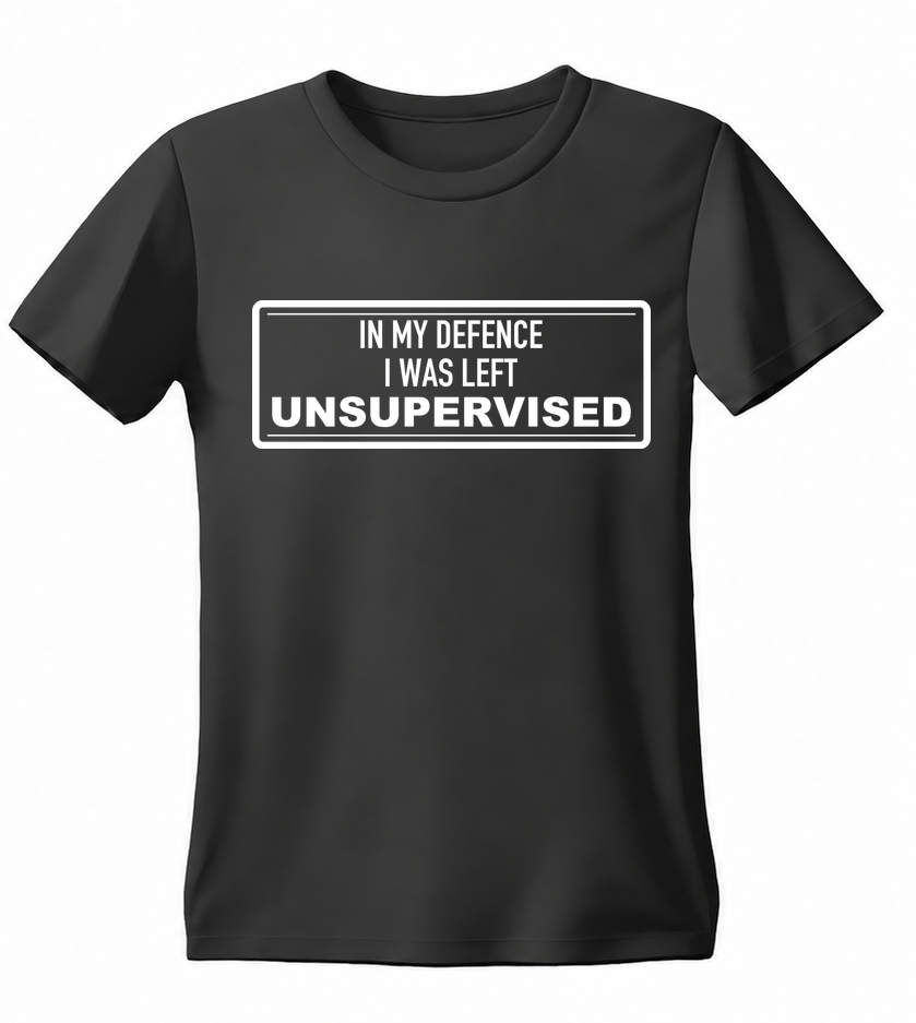 In My Defence I Was Left Unsupervised T-shirt — black