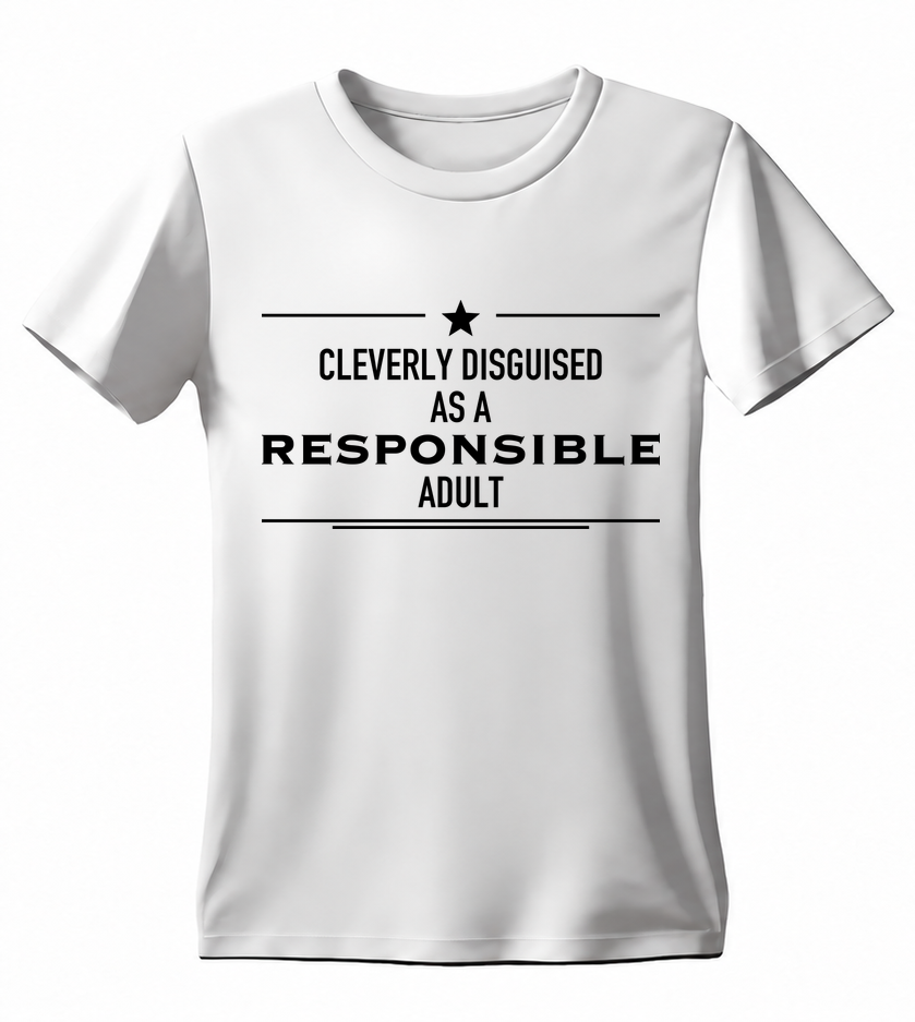 Cleverly Disguised as a Responsible Adult T-shirt — white