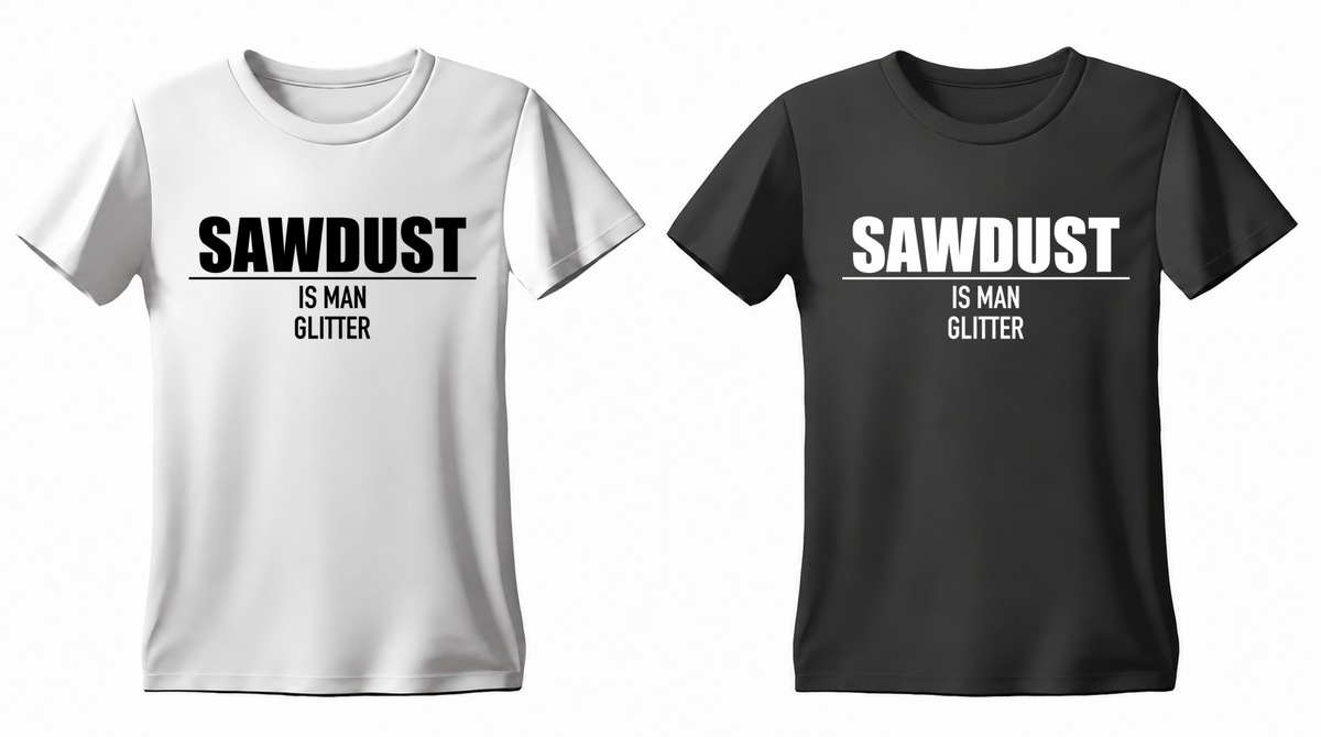 Sawdust Is Man Glitter T-shirt — white and black