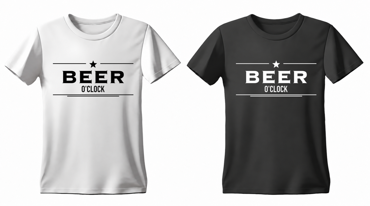 Beer O'Clock T-shirt — white and black