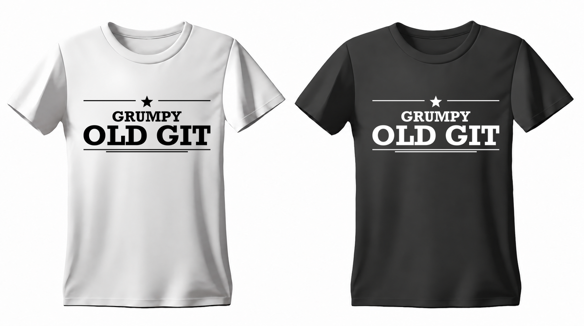 Grumpy Old Git T-shirt — white and black