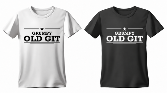 Grumpy Old Git T-shirt — white and black