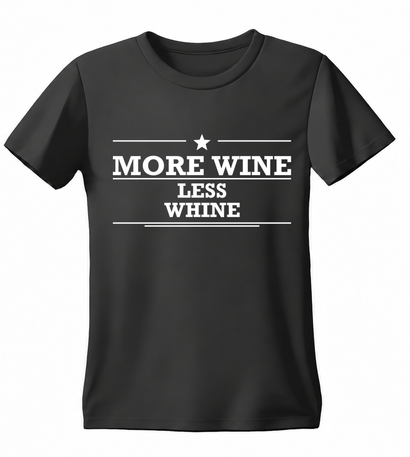 More Wine Less Whine T-shirt — black