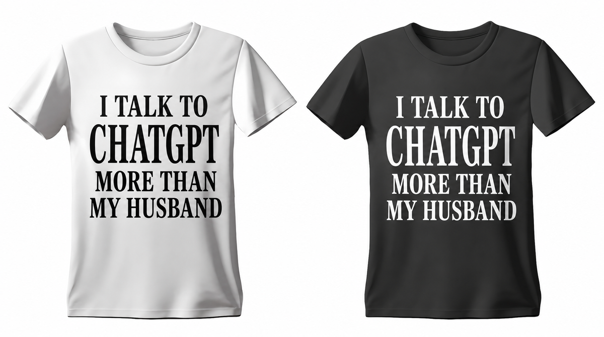I Talk to ChatGPT More Than My Husband T-shirt in white and black