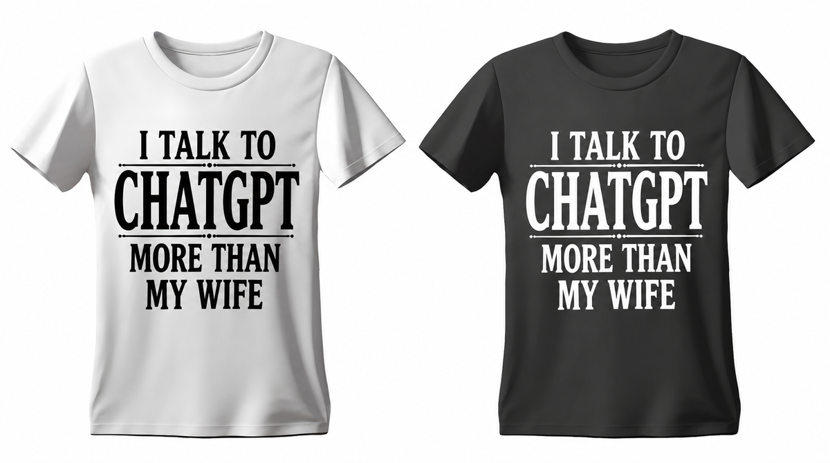 I Talk to ChatGPT More Than My Wife T-shirt in white and black